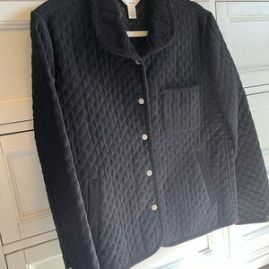 Black Quilted Jacket with Snap Buttons